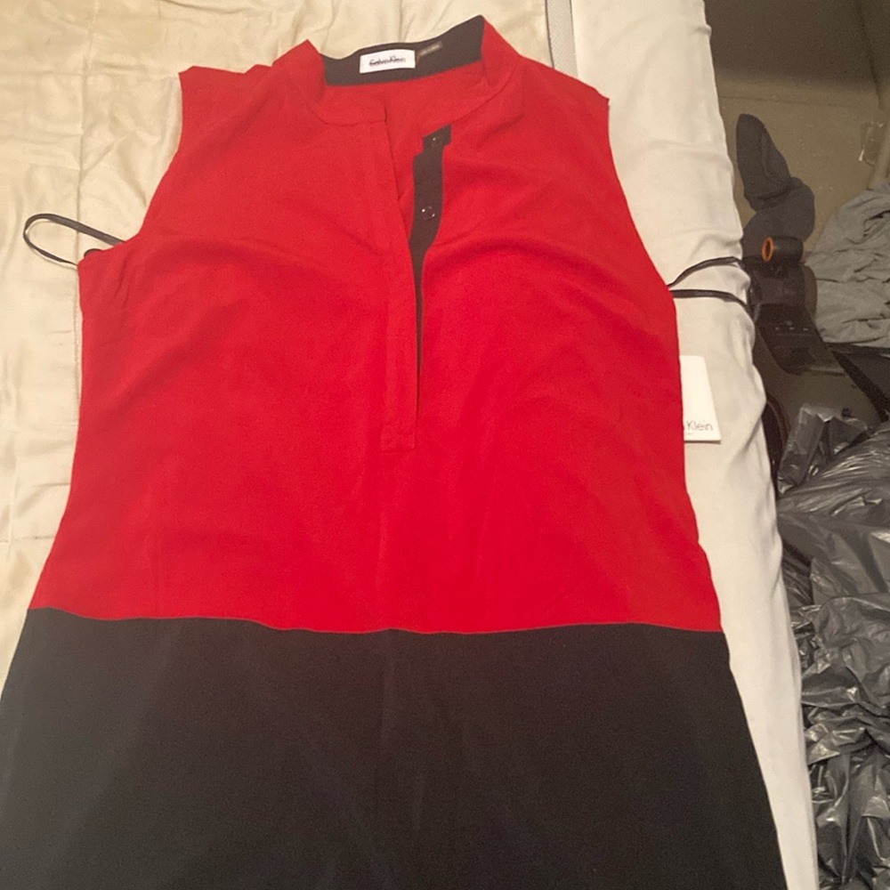 Calvin Klein red black dress sz 12